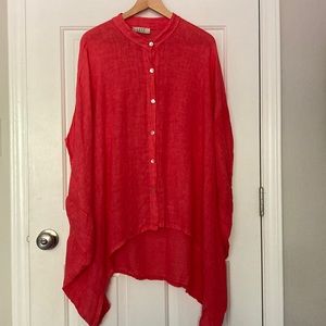 SAGA Coral Linen Linen Top